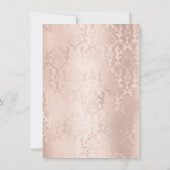 Blush Pink Makeup Glitzer Augen 16. Bridal Damask Einladung (Rückseite)