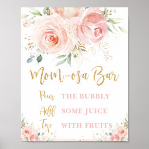 Blush Pink Mama-osa Bar Baby Duschzeichen Poster