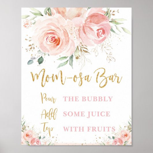 Blush Pink Mama-osa Bar Baby Duschzeichen Poster (Vorne)
