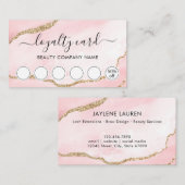 Blush Pink Marble Agate Script Loyalty Card Visitenkarte (Vorne/Hinten)
