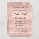 Blush Pink Marble Glitzy Black Glitzer Eyelashes Einladung (Vorne/Hinten)
