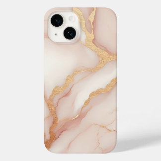 Blush Pink Marble iPhone 14 Fall mit Gold Veins Case-Mate iPhone 14 Hülle