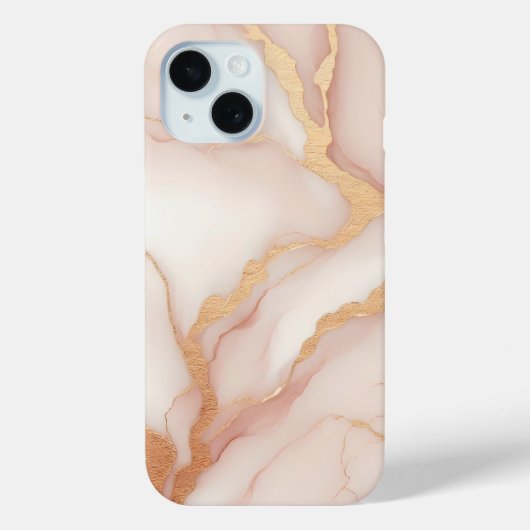 Blush Pink Marble iPhone 15 Fall mit Gold Veins Case-Mate iPhone Hülle (Rückseite)