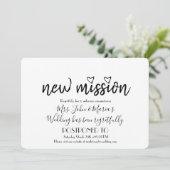 Blush Pink Marble Neue Mission Hochzeitdatum änder Einladung (Stehend Vorderseite)