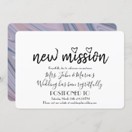 Blush Pink Marble Neue Mission Hochzeitdatum änder Einladung
