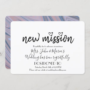Blush Pink Marble Neue Mission Hochzeitdatum änder Einladung