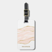 Blush Pink Marbour Agate Gold Glitzer Gepäckanhänger (Vorderseite vertikal)