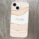 Blush Pink Marbour Agate Gold Glitzer Personalisie Case-Mate iPhone Hülle