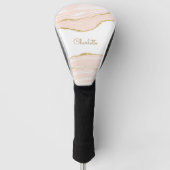 Blush Pink Marbour Agate Gold Glitzer Personalisie Golf Headcover (Vorderseite)