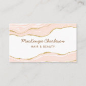 Blush Pink Marbour Agate Gold Glitzer QR Code Visitenkarte (Vorderseite)