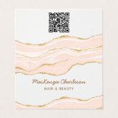 Blush Pink Marbour Agate Gold Glitzer QR Code Visitenkarten (Außenseite Aufgefaltet)