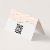 Blush Pink Marbour Agate Gold Glitzer QR Code Visitenkarten (Rückseite)