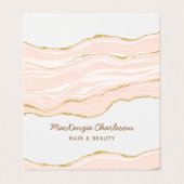 Blush Pink Marbour Agate Gold Glitzer Visitenkarten (Außenseite Aufgefaltet)