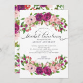 Blush Pink & Marsala Floral Bridal Luncheon Einladung (Vorne/Hinten)