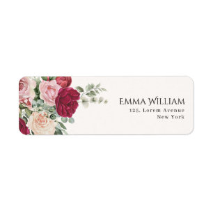 Blush Pink Marsala Floral Wedding Rücksendeadresse