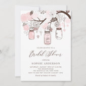 Blush Pink Mason Jars Brautparty Einladung (Vorderseite)