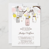 Blush Pink Mason Jars Floral Baby Segen Einladung (Vorderseite)