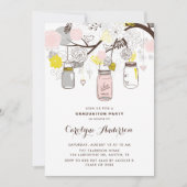 Blush Pink Mason Jars Floral Graduation Party Einladung (Vorderseite)