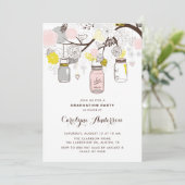 Blush Pink Mason Jars Floral Graduation Party Einladung (Stehend Vorderseite)