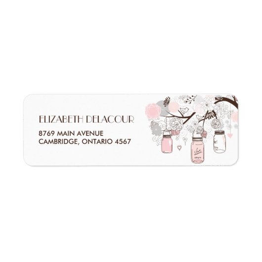 Blush Pink Mason Jars Floral Wedding Address Label (Vorne)