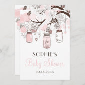 Blush Pink Mason Jars und Blume Babydusche Einladung (Vorne/Hinten)