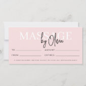 Blush Pink Massage Wellness-Center Logo Geschenkgu (Rückseite)