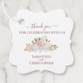 Blush Pink Mauve Floral Elegant Hochzeit Vielen Da Geschenkanhänger (Vorderseite)