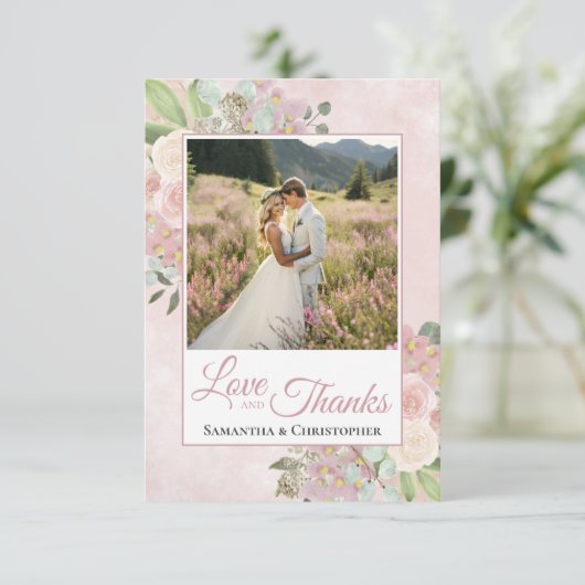 Blush Pink & Mauve Liebe & Danke Hochzeit (Stehend Vorderseite)