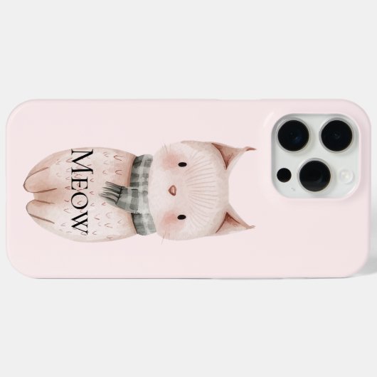 Blush Pink Meow Cat Case-Mate iPhone Hülle (Rückseite (Horizontal))
