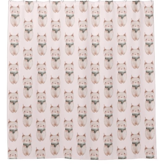 Blush Pink Meow Cat Duschvorhang (Vorderseite)
