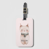 Blush Pink Meow Cat Gepäckanhänger (Vorderseite Vertikal)