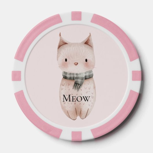 Blush Pink Meow Cat Pokerchips (Vorderseite)