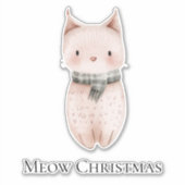 Blush Pink Meow Christmas Cat Aufkleber (Vorderseite)