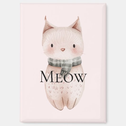 Blush Pink Meow Christmas Cat Deer Snowman Magnet (Vorderseite)