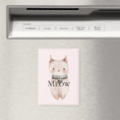 Blush Pink Meow Christmas Cat Deer Snowman Magnet (In Situ (Geschirrspüler))