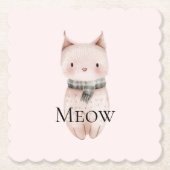 Blush Pink Meow Christmas Cat Deer Snowman Untersetzer (Vorderseite)