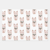 Blush Pink Meow Christmas Cat Geschenk Geschenkpapier Set (Vorderseite 3)