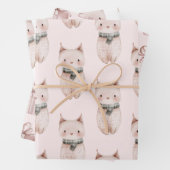 Blush Pink Meow Christmas Cat Geschenk Geschenkpapier Set (Beispiel)