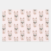 Blush Pink Meow Christmas Cat Geschenk Geschenkpapier Set (Vorderseite)