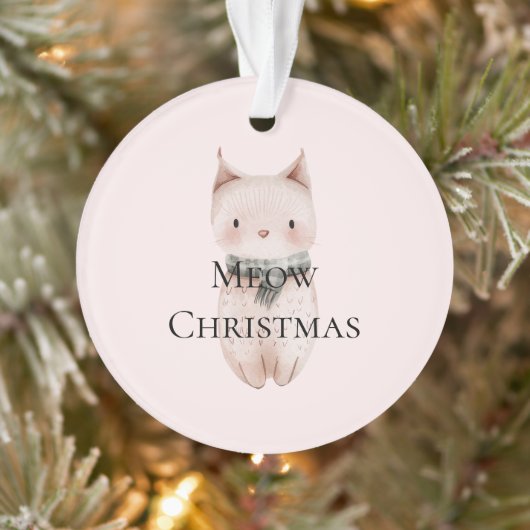 Blush Pink Meow Christmas Cat Geschenk Ornament (Baum)