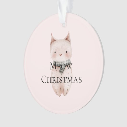 Blush Pink Meow Christmas Cat Geschenk Ornament (Vorderseite)
