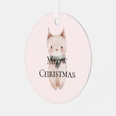 Blush Pink Meow Christmas Cat Geschenk Ornament Aus Metall (Vorderseite links)