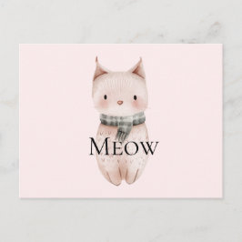 Blush Pink Meow Christmas Cat Postkarte