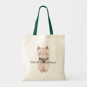 Blush Pink Meow Christmas Cat Tragetasche