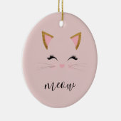Blush PInk Meow Whiskers Kitty Keramik Ornament (Rechts)