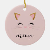 Blush PInk Meow Whiskers Kitty Keramik Ornament (Vorne)