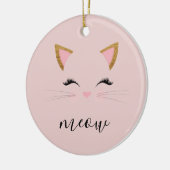 Blush PInk Meow Whiskers Kitty Keramik Ornament (Links)