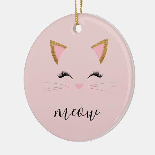 Blush PInk Meow Whiskers Kitty Keramik Ornament (Links)