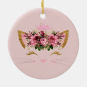 Blush PInk Meow Whiskers Kitty Keramik Ornament (Hinten)