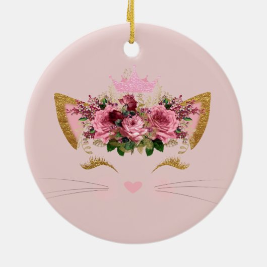 Blush PInk Meow Whiskers Kitty Keramik Ornament (Hinten)